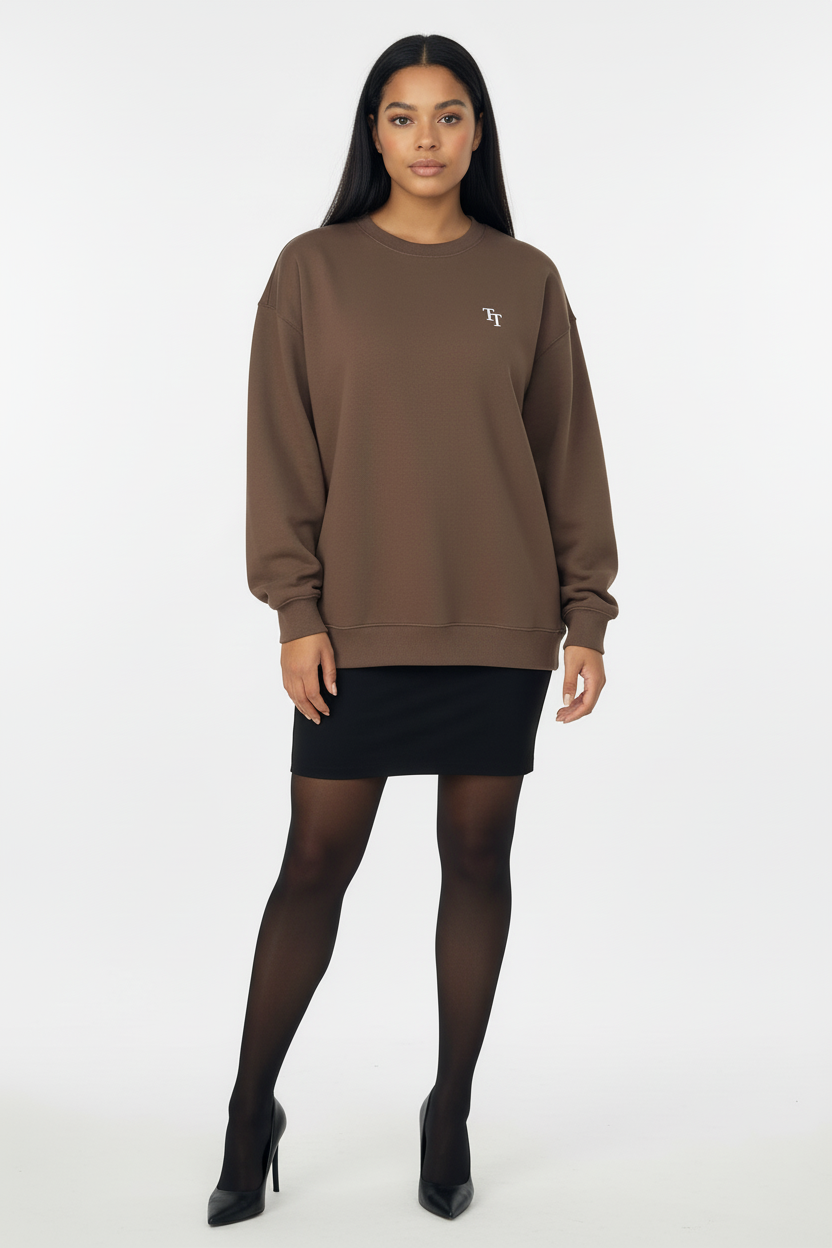 Heavy Oversized Fleece Embroidered Sweatshirt